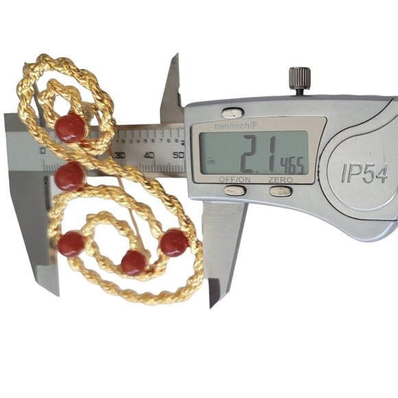 Avon Musical Treble Clef S-Shape Faux Carnelian Stone Brooch, Signed E684 - Picture 10 of 11